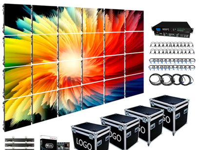 LED rental panels with flight cases and accessories